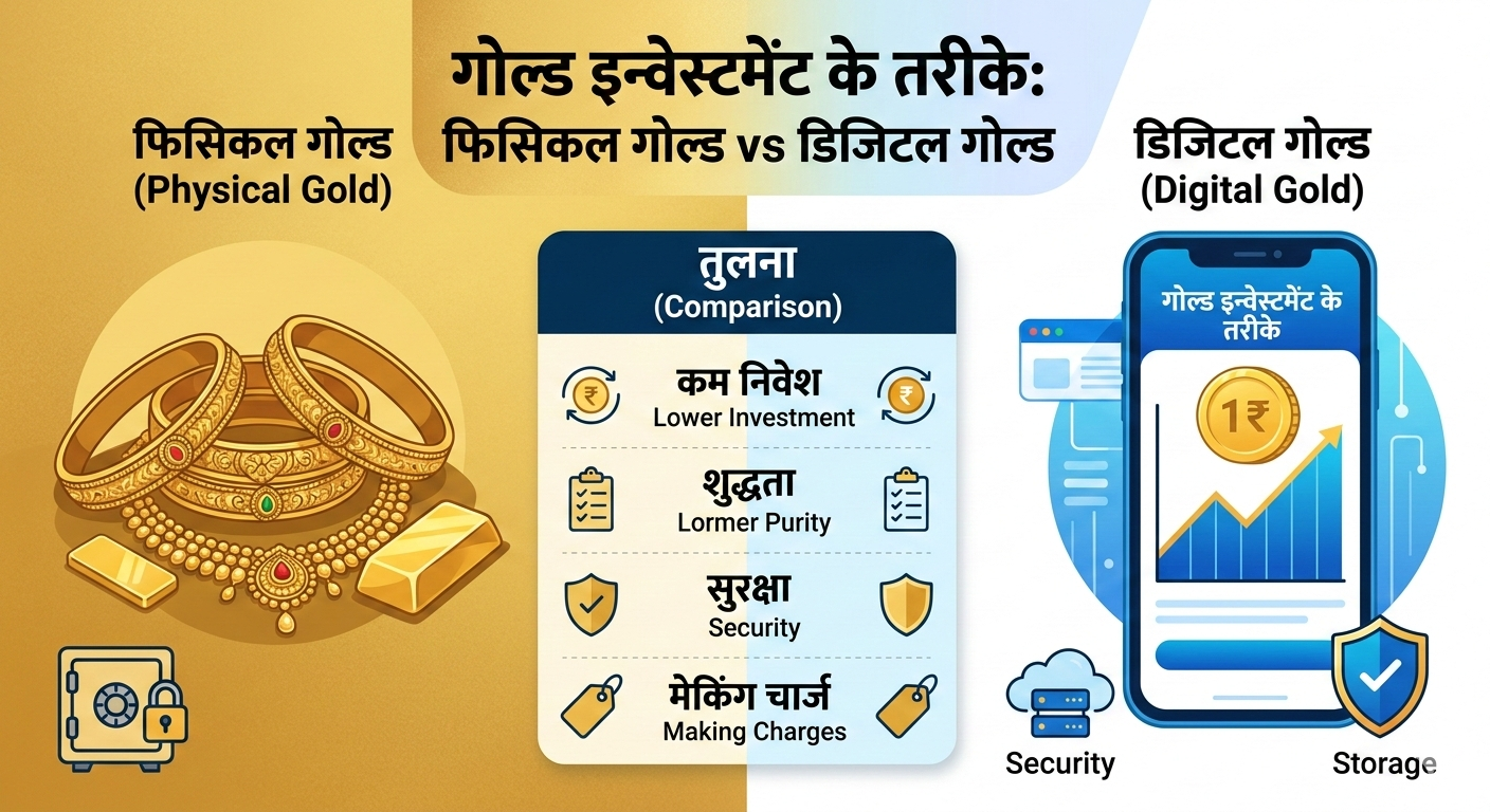 गोल्ड इन्वेस्टमेंट के तरीके: फिसिकल गोल्ड vs डिजिटल गोल्ड